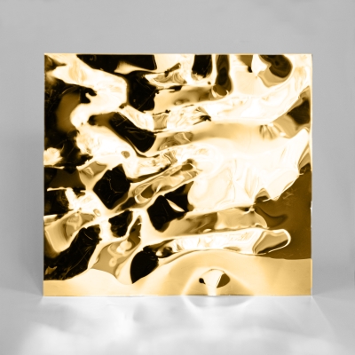 Декоративная нержавеющая сталь 3D Mirror Water Ripple flow move Gold